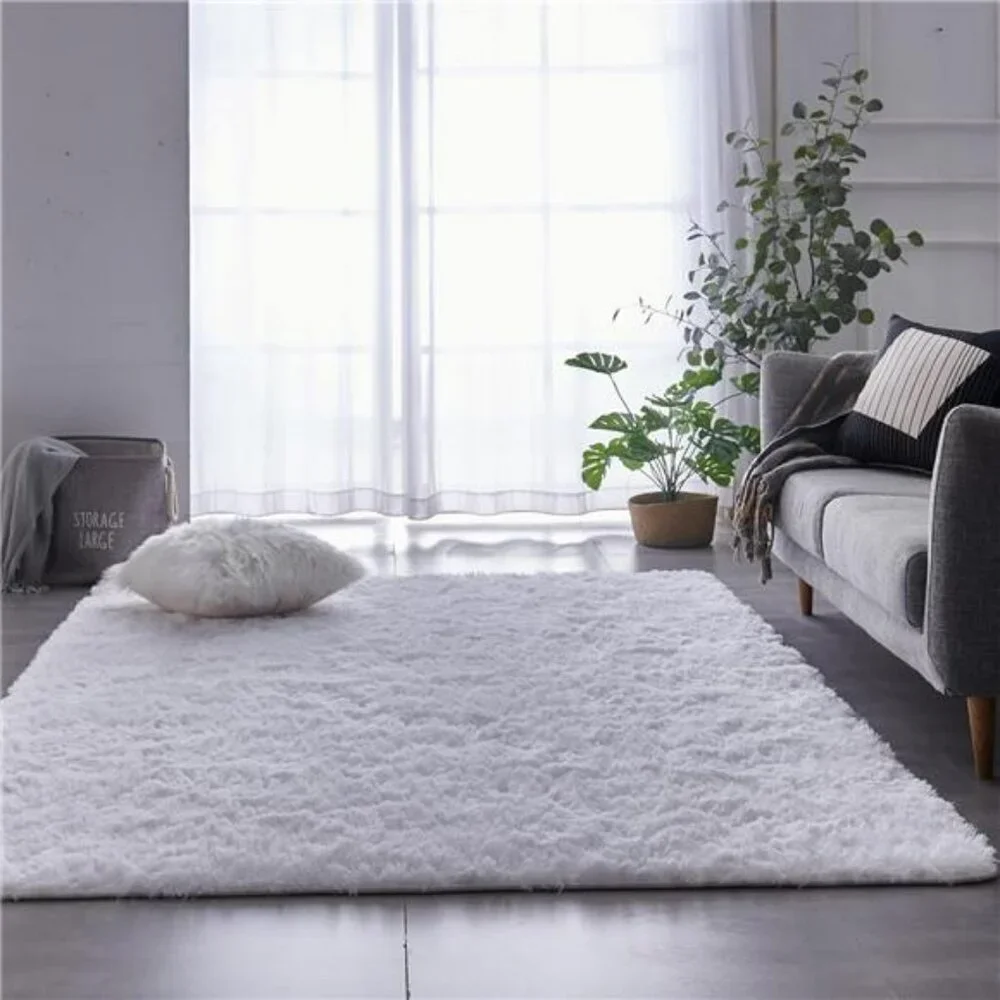 Soft Velvet Shag Area Rug Non Slip Fluffy Carpet for Bedroom Living Room Floor